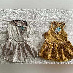 NWT XXL Dog Dresses Yellow Corduroy Overall & Cream Tweed